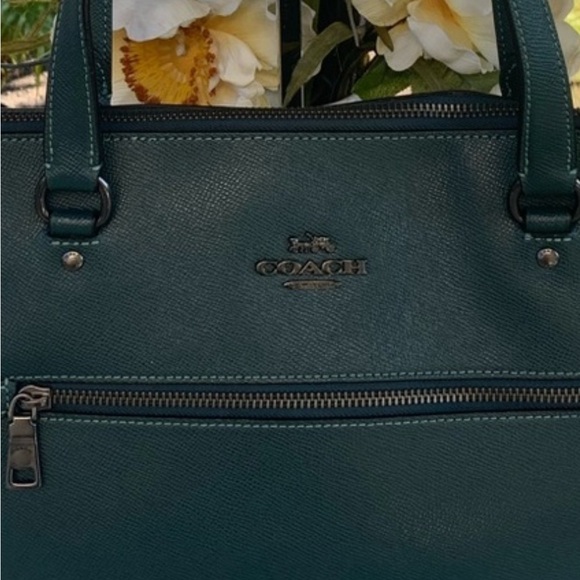 Coach Gallery Tote Bag Green Crossgrain Leather - Picture 3 of 8